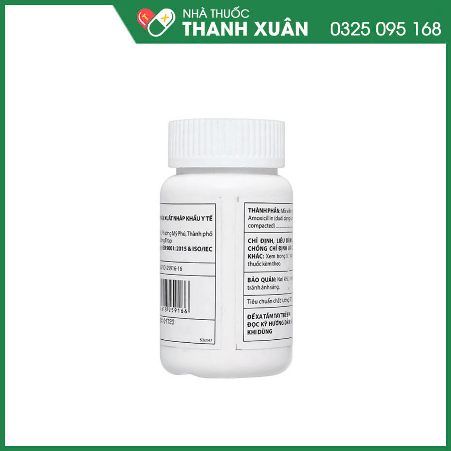Amoxicillin 250mg Domesco thuốc kháng sinh điều trị nhiễm khuẩn đường hô hấp, tiết niệu, da và cơ